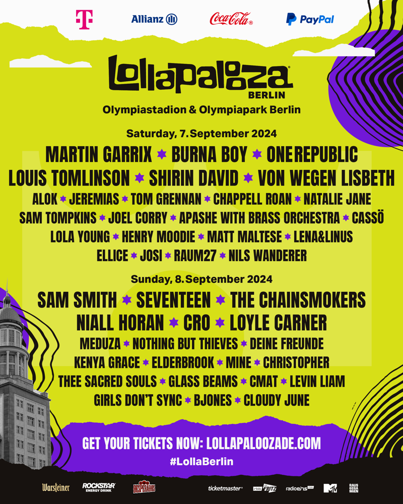 Das Line-up des Lollapalooza Berlin 2024.